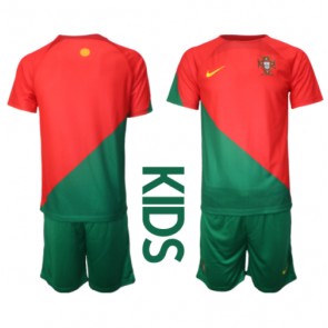 Portugal Replica Home Stadium Kit for Kids World Cup 2022 Short Sleeve (+ pants)